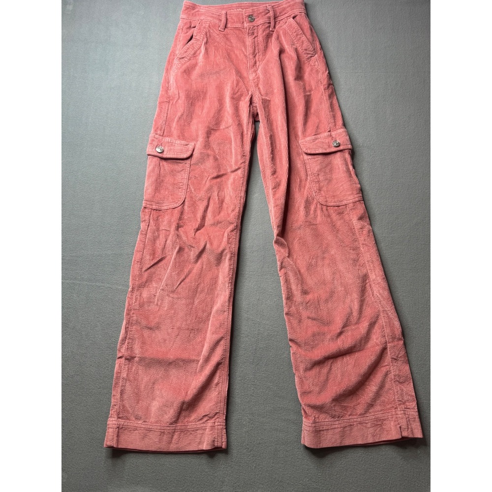 American Eagle Corduroy Wide Leg Stretch Cargo Utilty Pants Sz 000 Streetwear
